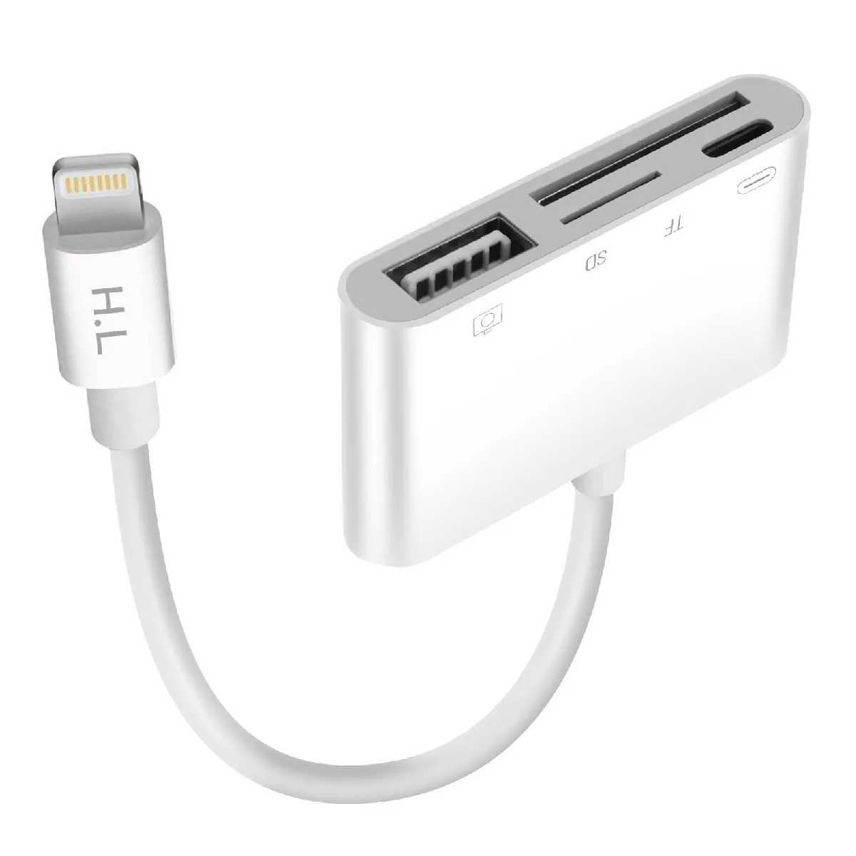 Avizar Blanc Lecteur Carte Pour Iphone / Ipad Lightning Vers Usb / Tf / Micro-Sd / Lightning - Image 2