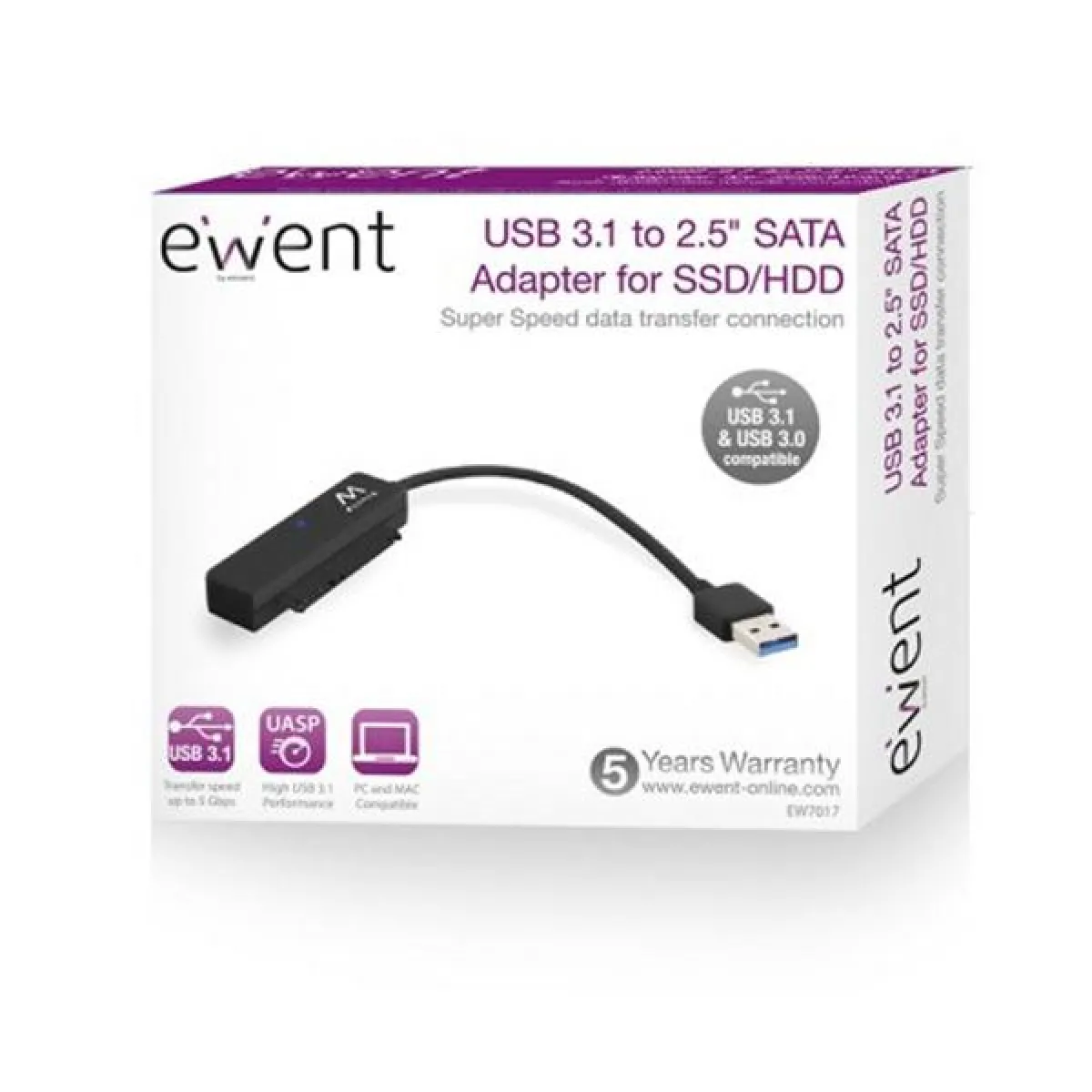 Ewent Noir Adaptateur Usb Vers Sata Pour Disque Dur Ew7017 2,5 Usb 3.0 - Image 4