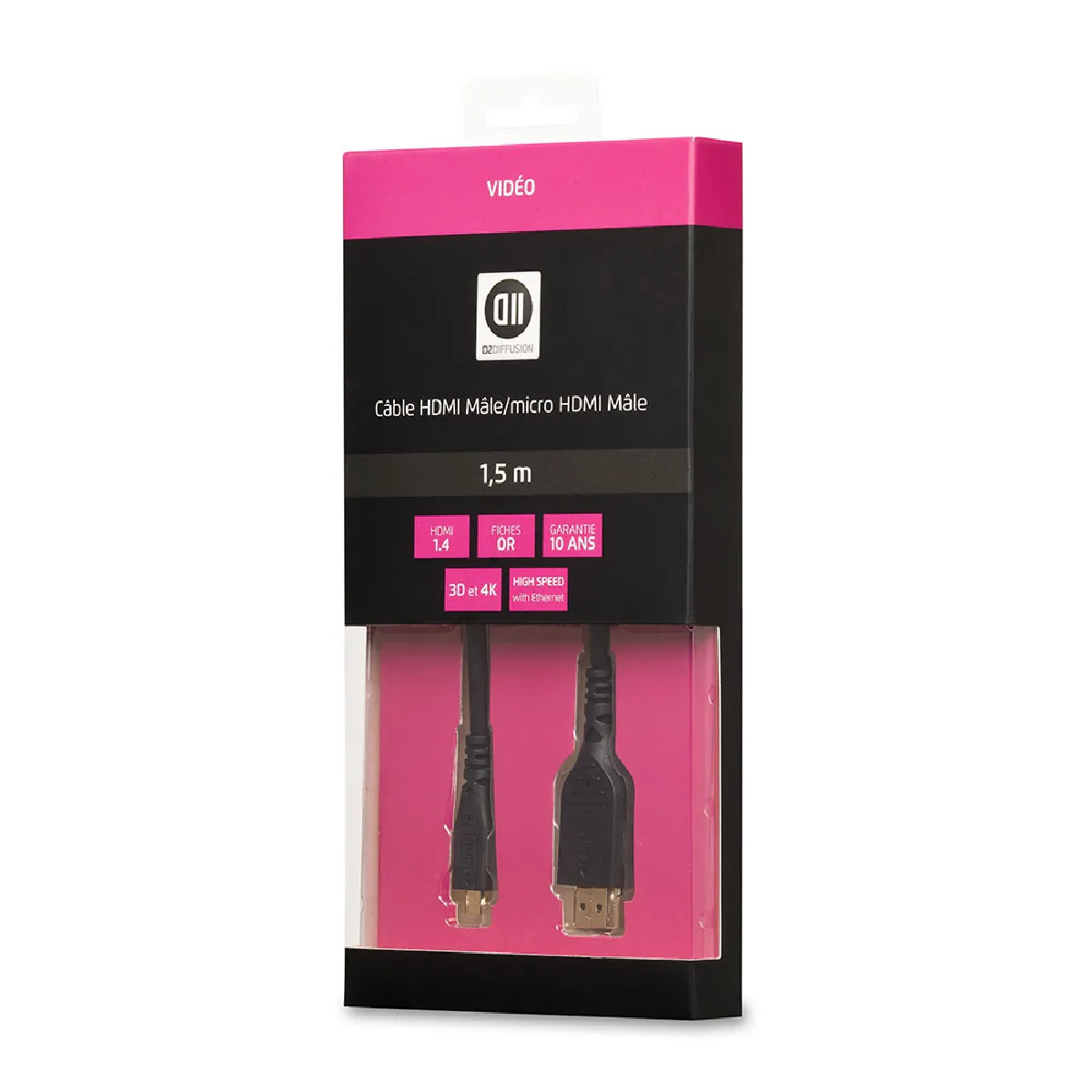 Generique Câble Hdmi Mâle/Micro Hdmi Mâle 1,5M D2 Diffusion - Image 4