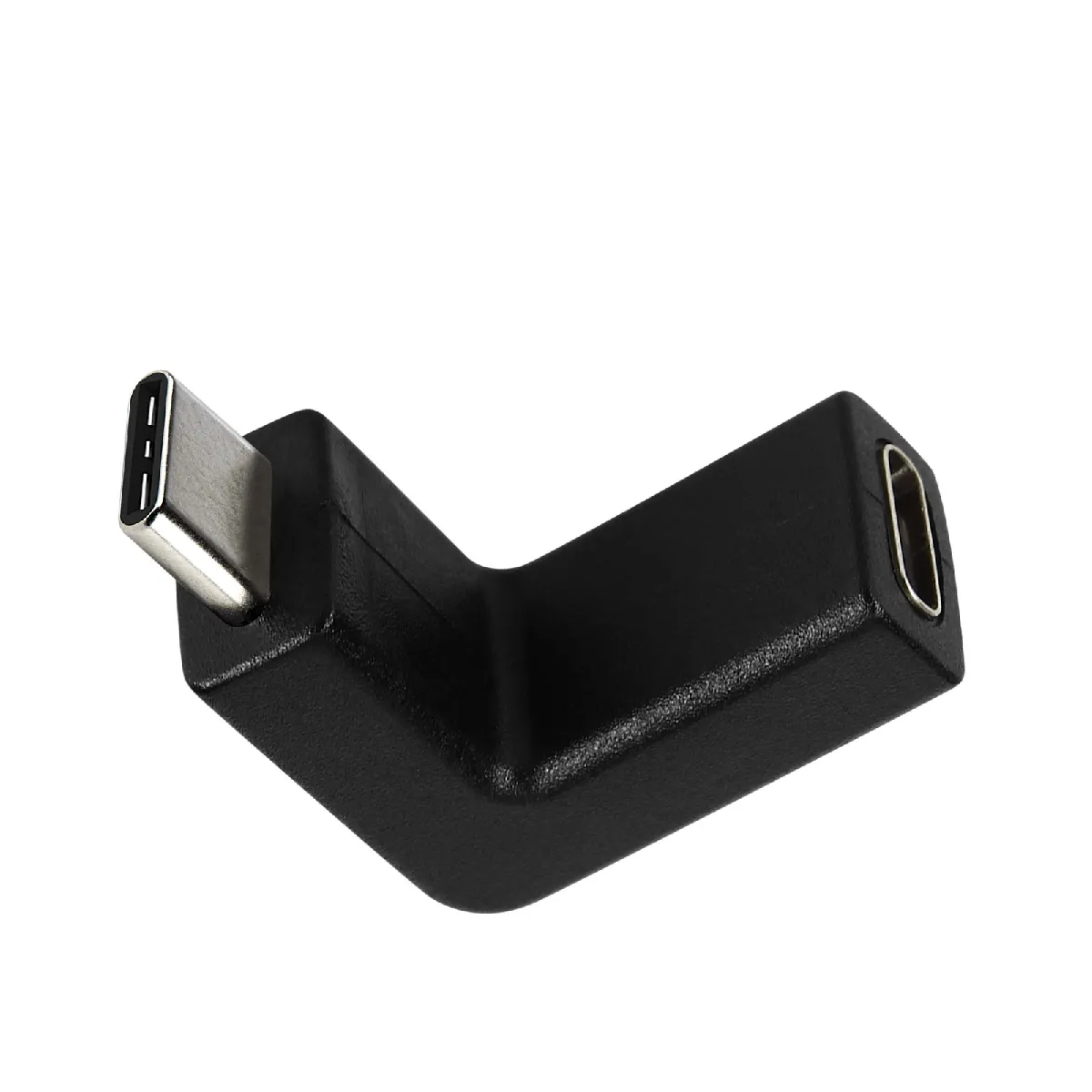 Avizar Noir Adaptateur Usb-C Femelle Vers Usb-C Mâle Coudé 90° Ultra-Compact