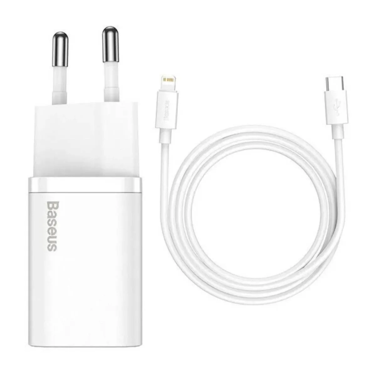 Baseus Blanc Chargeur Secteur Usb-C 20W Avec Câble Usb-C/Lightning