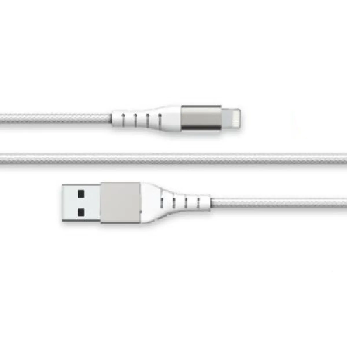 Force Blanc Power Câble Renforcé Usb A/Lightning 2M - 2.4A