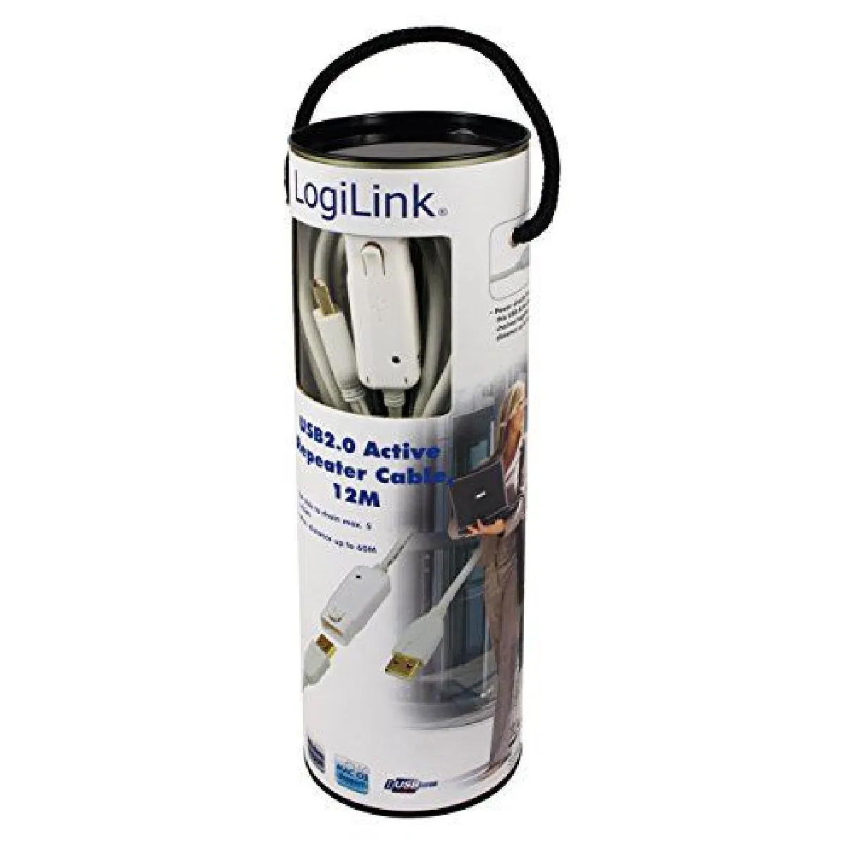 LogiLink UA0092 C&acirc;ble USB 2.0 avec r&eacute;p&eacute;teur 12 m Blanc