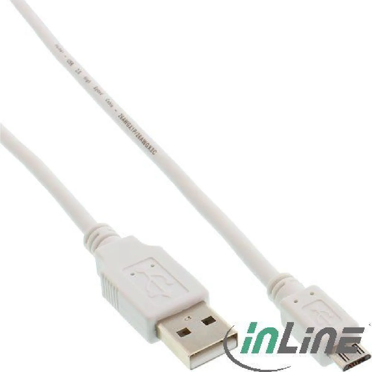Inline Blanc Câble Usb-A Vers Micro-Usb - 0,5 M