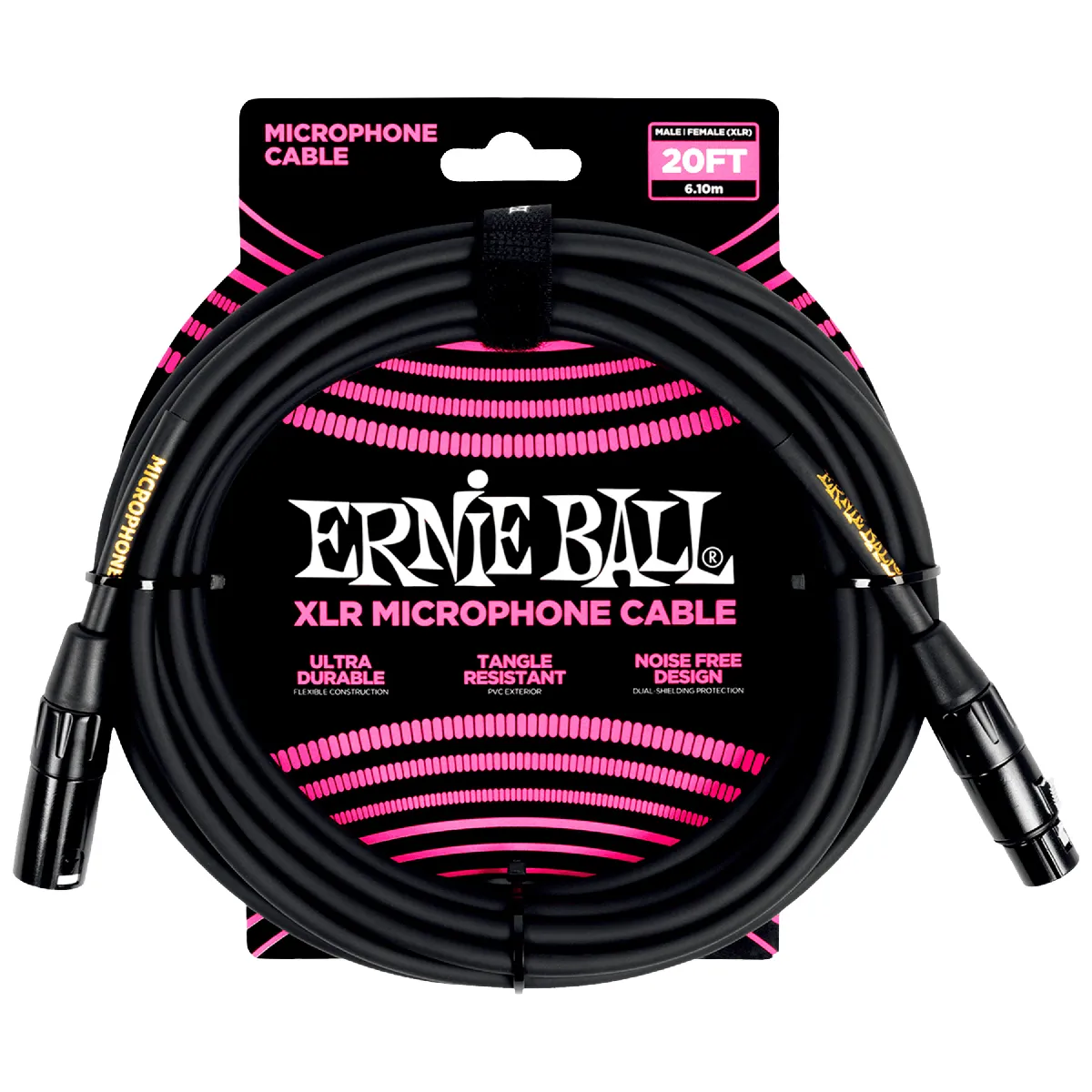 Ernie Ball Noir Câble Microphone Xlr Mâle/Femelle - 6 M
