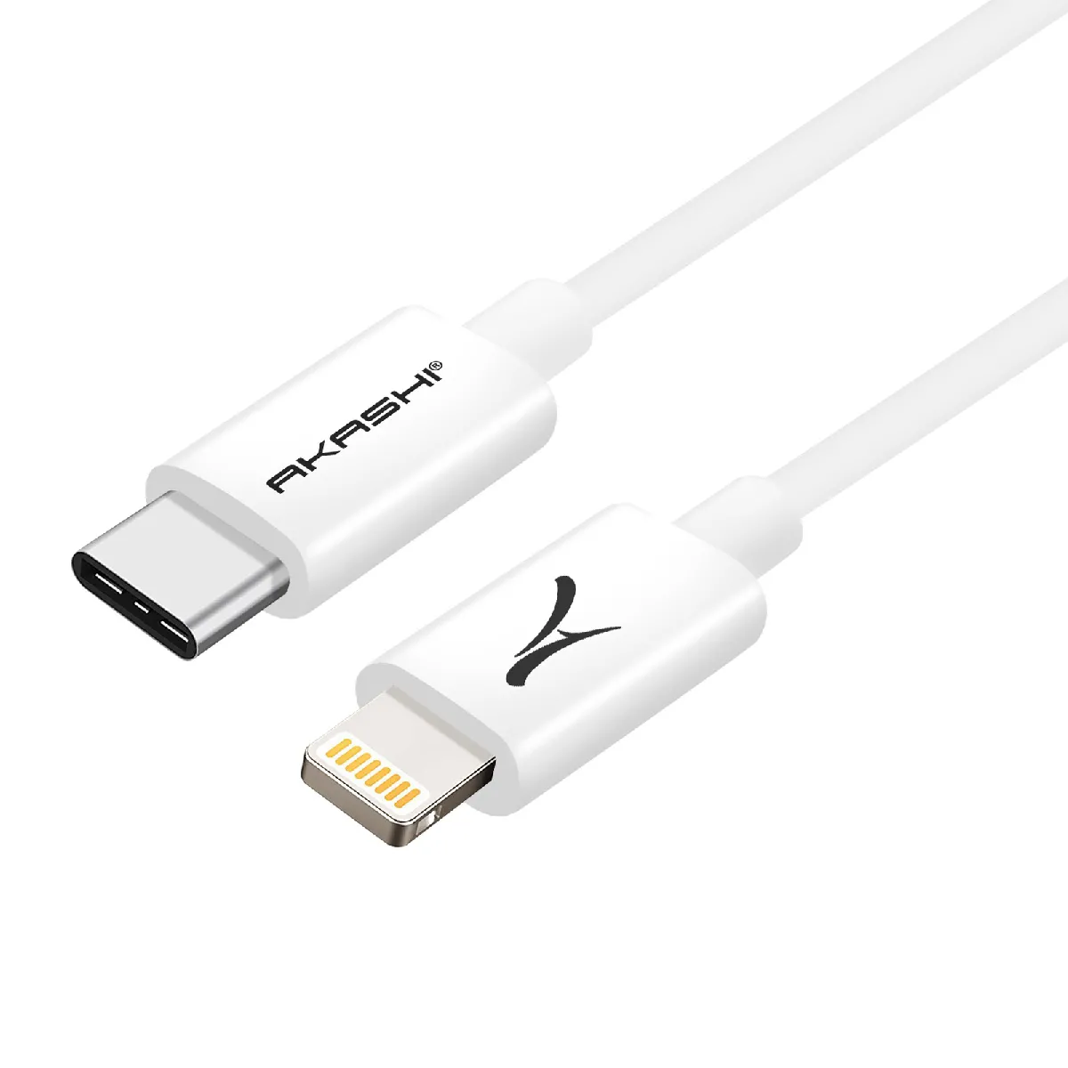 Akashi Blanc Câble Usb Type C Vers Lightning Transfert Charge Rapide 3M Signé