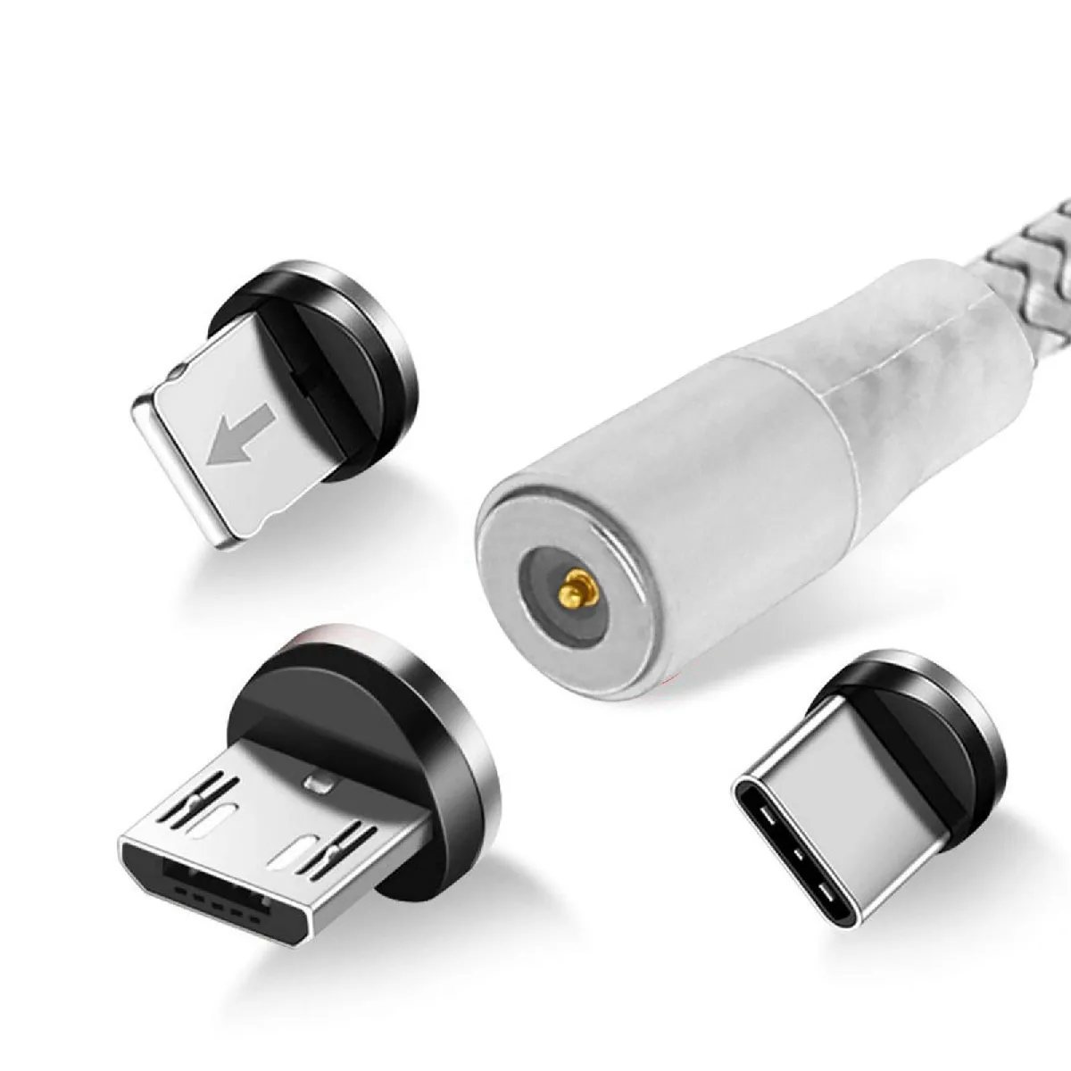 Avizar Argent Câble Usb Vers Lightning, Usb-C Et Micro-Usb Charge 2.4A 1M