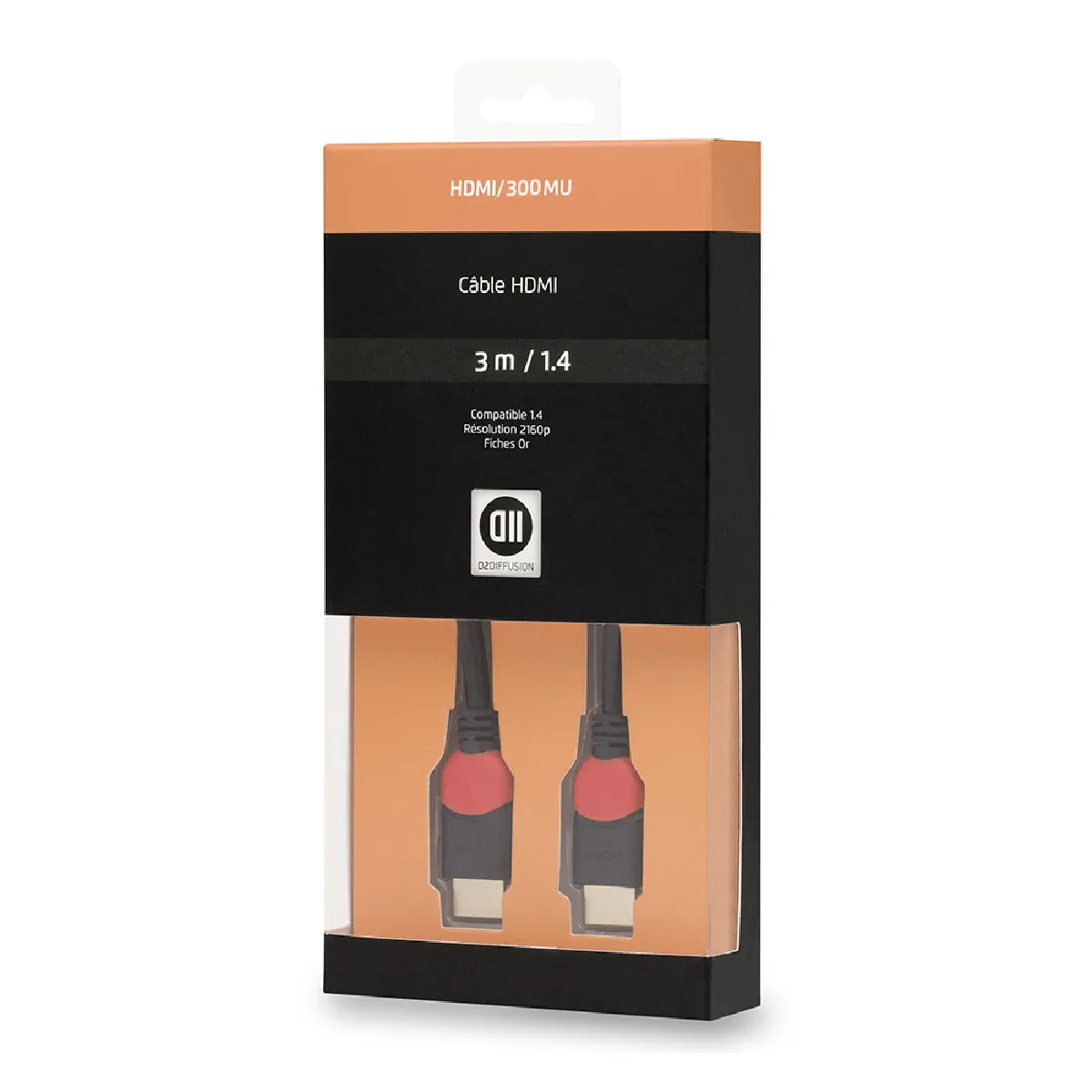 D2 Diffusion Câble Hdmi 1.4 M/M - High Speed Hd 3 M - Fiches Or - Neuf - Image 2