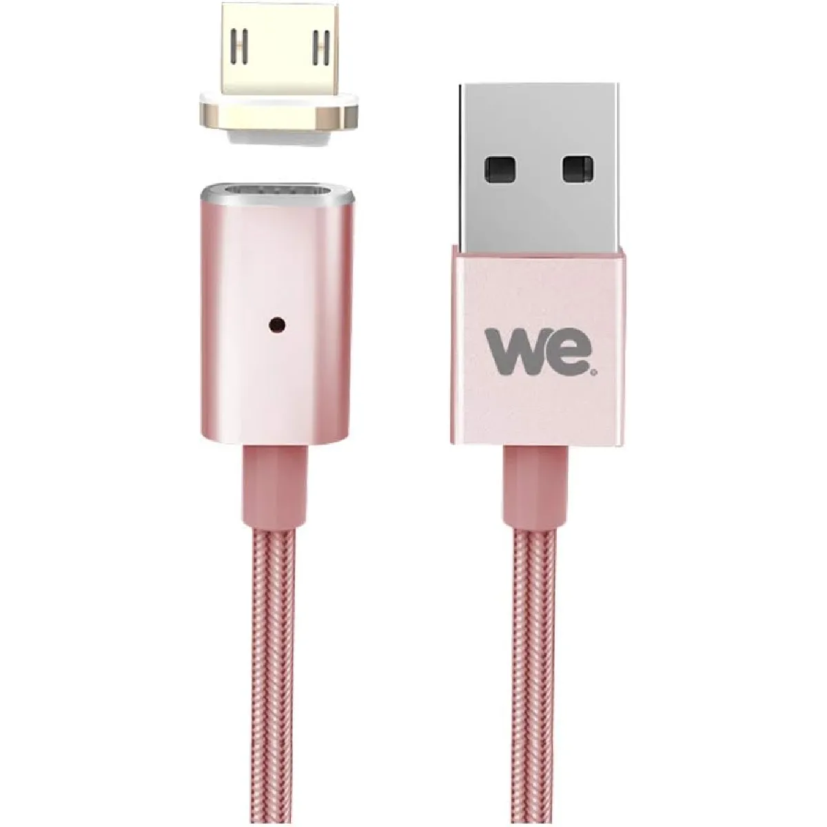 We Rose Câble Micro Usb Magnétique Nylon Tressé Aimanté, Charge Et Synchronisation Des Données - 1.20M - Or - Neuf - Image 3
