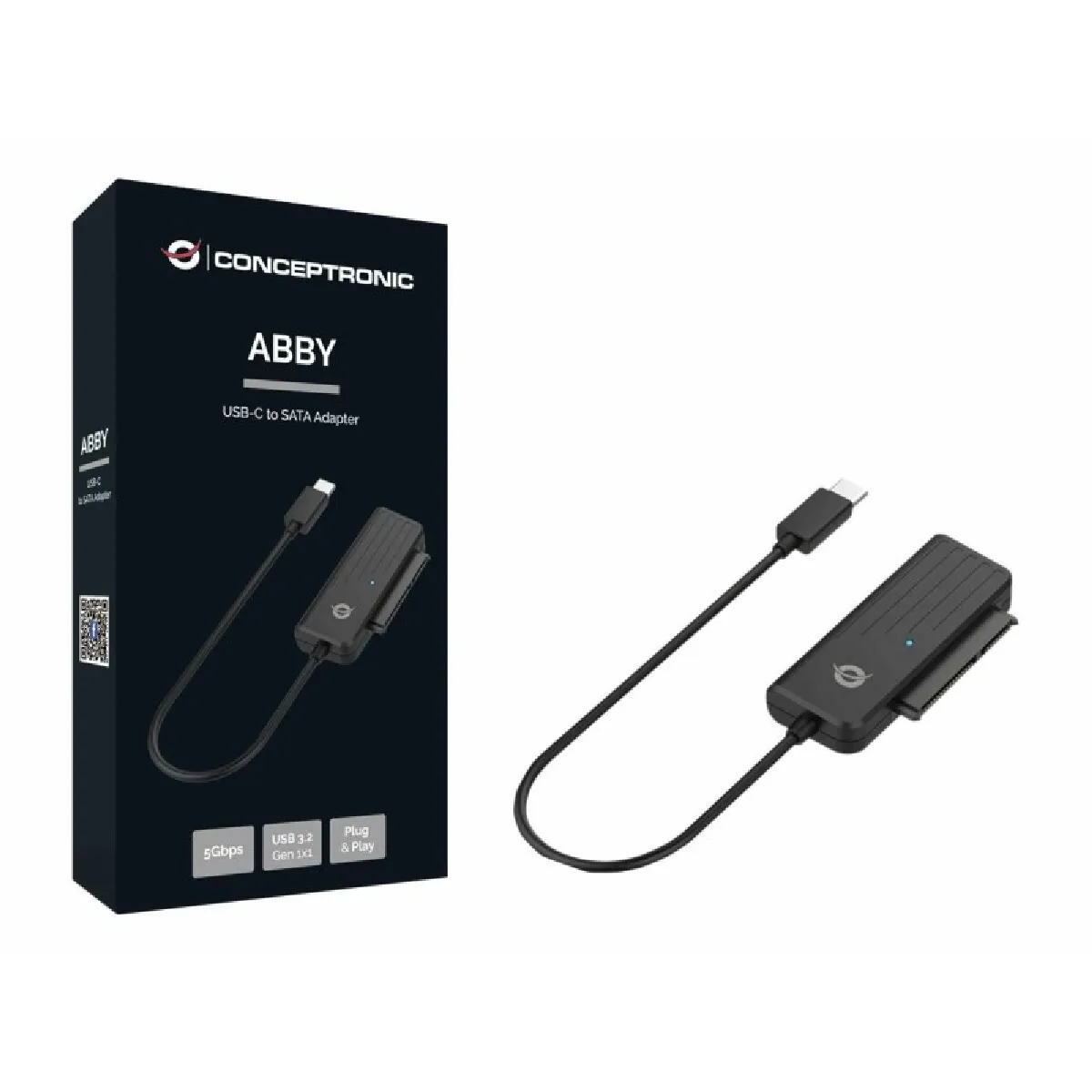 Conceptronic Noir Adaptateur Usb-C Vers Sata Abby