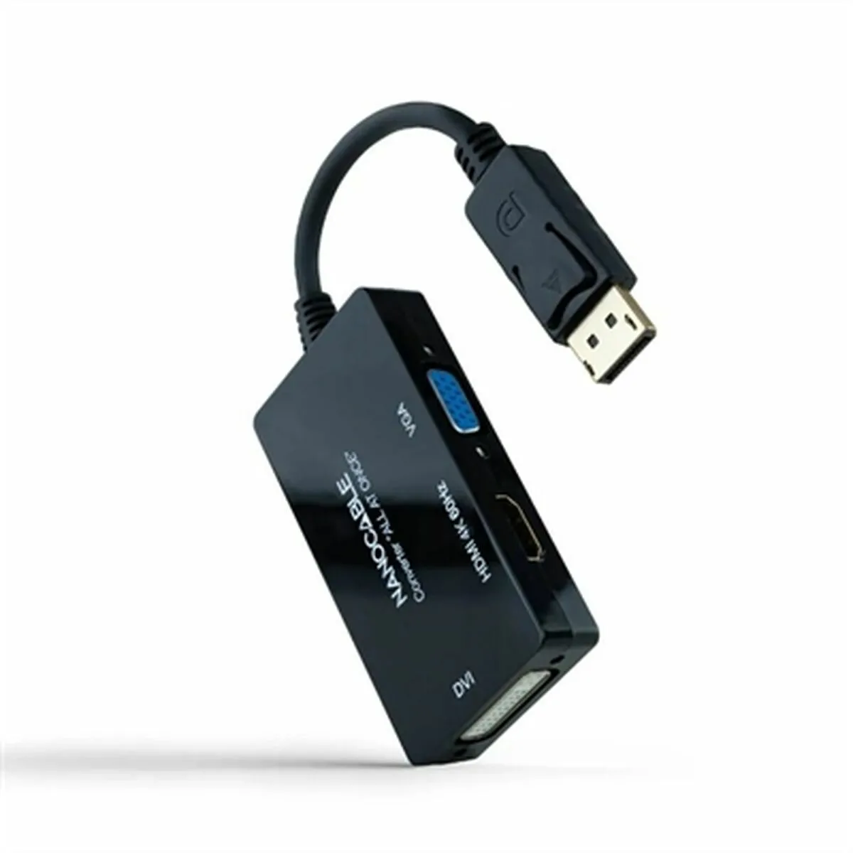 Nanocable Noir Adaptateur Displayport Vers Hdmi/Vga/Dvi - 20 Cm