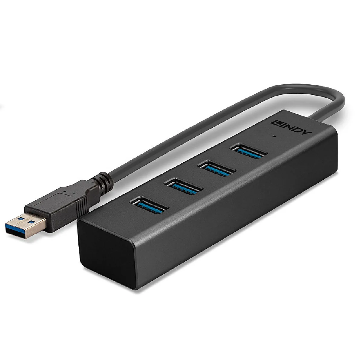 Hub USB Lindy 43324 4 Ports USB 3.2 Gen 1 5Gbps Alu/Plastique Noir 0,3m - Image 5