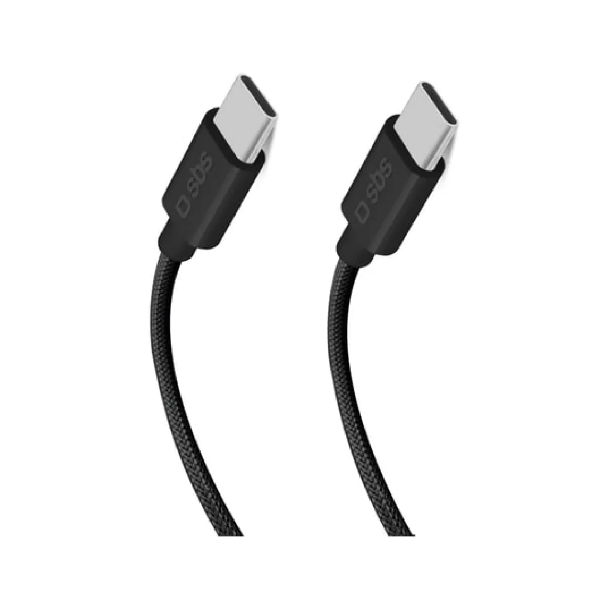 SBS  C&acirc;ble USB iPhone 15 tress&eacute; USB C 3.2 (10Gb/s), 1m50 noir