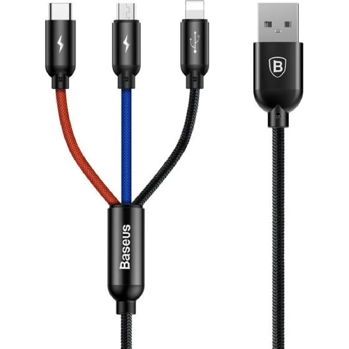 Baseus Câble Usb-A Vers Usb-C, Microusb Et Lightning - 0,3 M