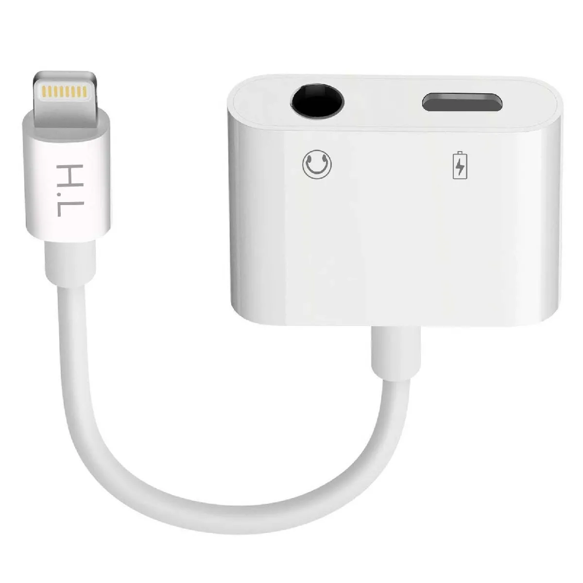 Avizar Blanc Adaptateur Audio Et Charge Lightning Vers Lightning Et Jack 3.5 Mm 12Cm