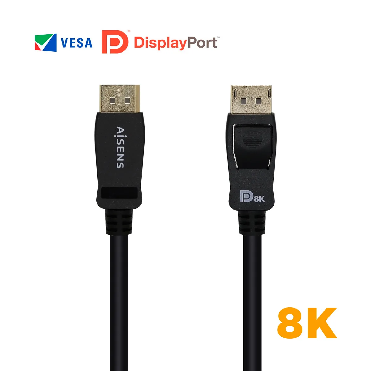 AISENS  C&acirc;ble DisplayPort V1.4 8K 0.5m - Noir