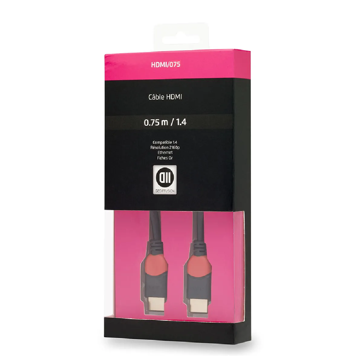 D2 Diffusion Noir Câble Hdmi Mâle/Mâle 75Cm - Neuf - Image 4