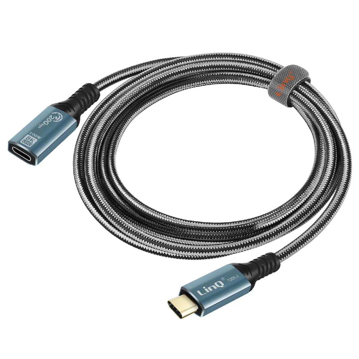 Linq Gris/Noir Rallonge Usb-C 100W Vidéo 8K 2M