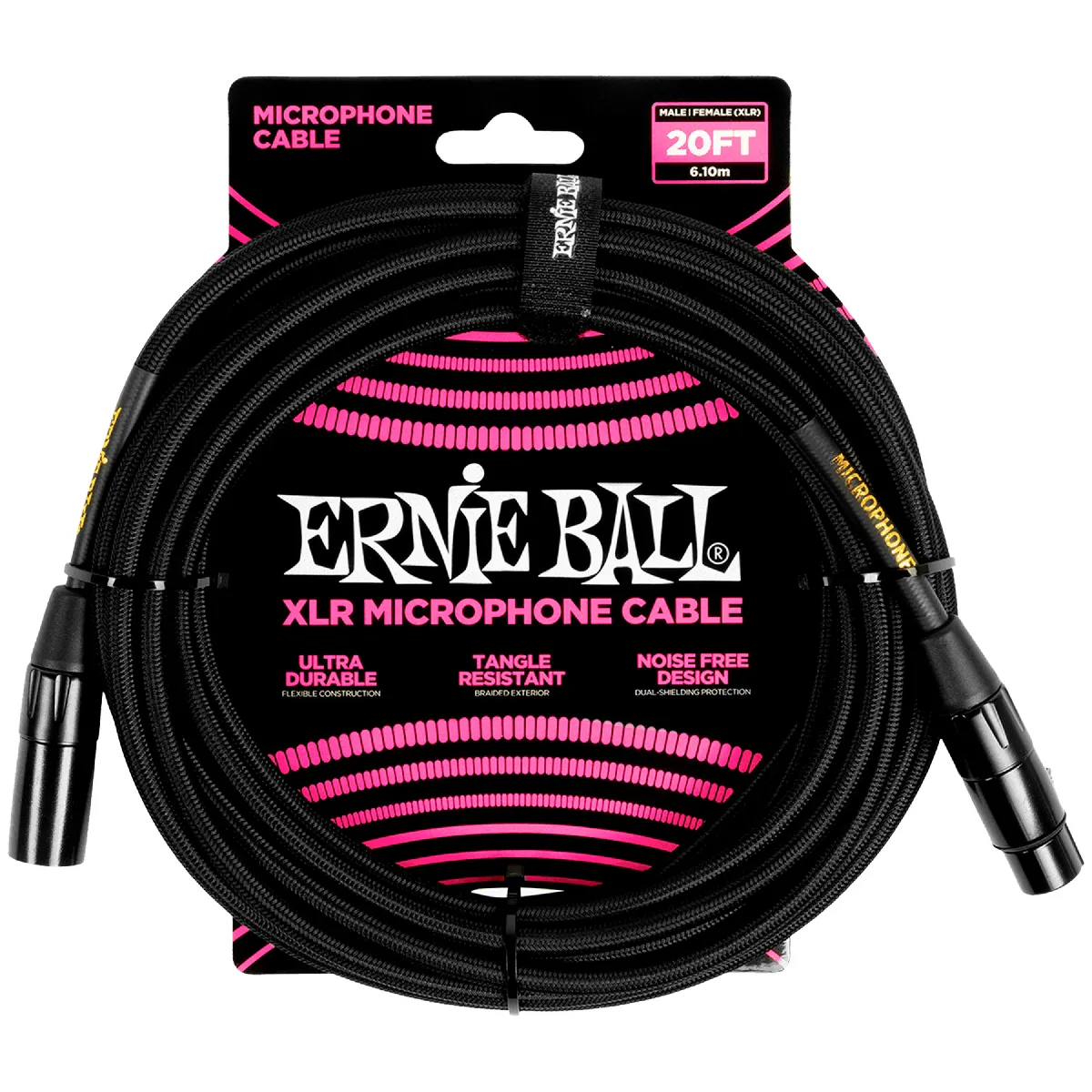 Ernie Ball Noir Câble Microphone Xlr Mâle/Femelle - 6 M