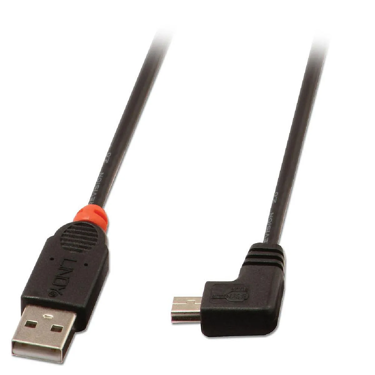 Lindy - Câble USB 2.0 - USB A vers Mini USB B - 1 m - Connecteur à 90 degrés - Image 3