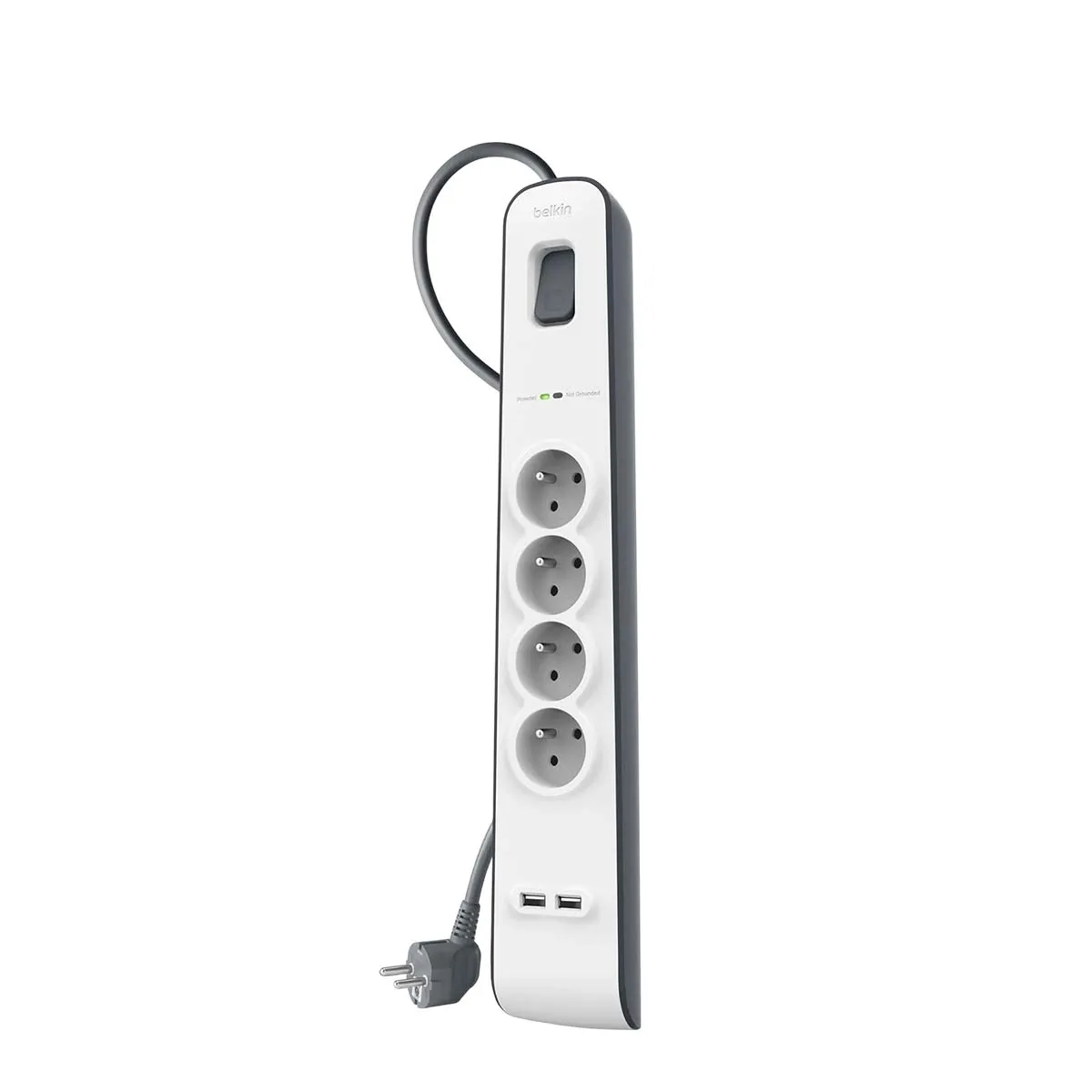 Belkin Multiprise BSV401CA2M 4 Prises Protection Parasurtenseur 2 USB Interrupteur Blanc - vue 4
