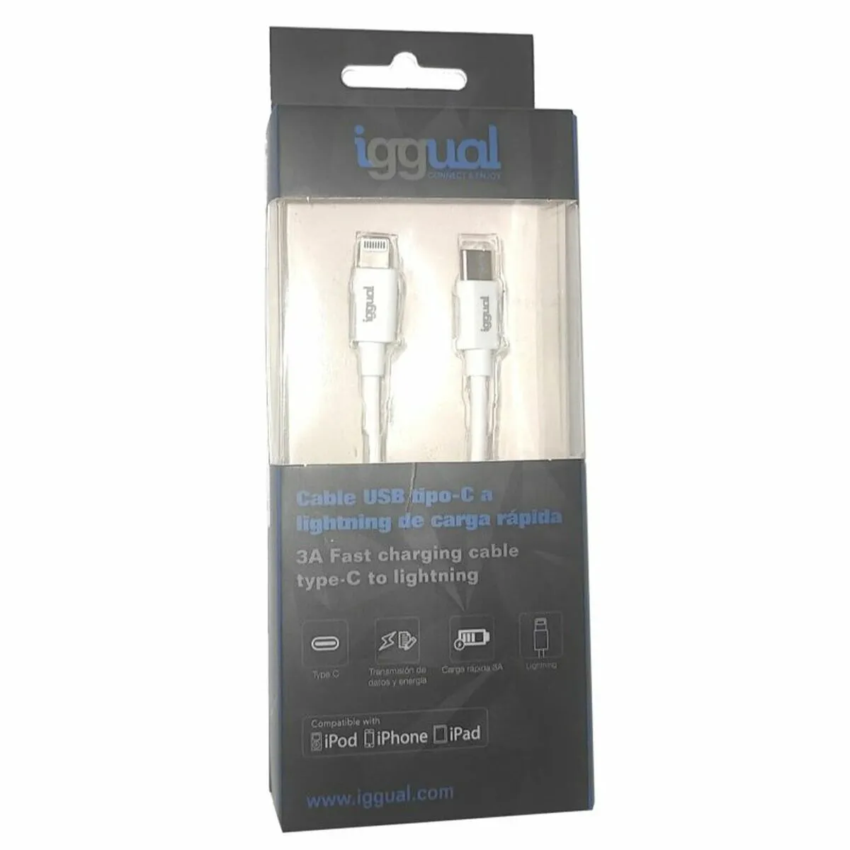 Iggual Blanc Câble Usb-C Vers Lightning - 1 M