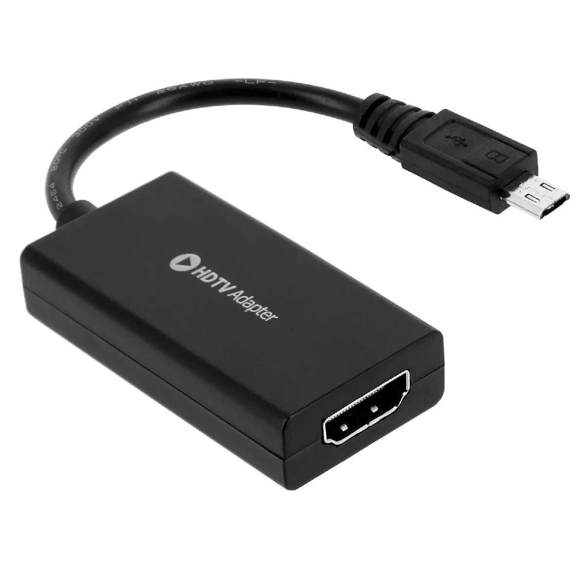Avizar Noir Câble Adaptateur Mhl Hdmi Vers Micro-Usb Pour Smartphone Et Tablette