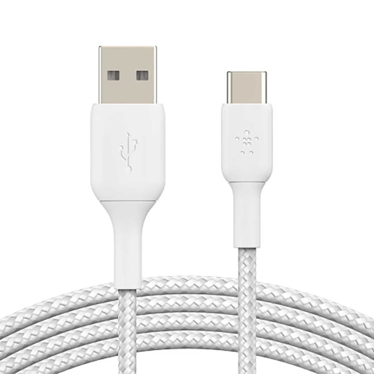 BELKIN  C&acirc;ble Boost Charge Synchro USB-A vers USB-C 3m Renforc&eacute; et Tress&eacute; Blanc