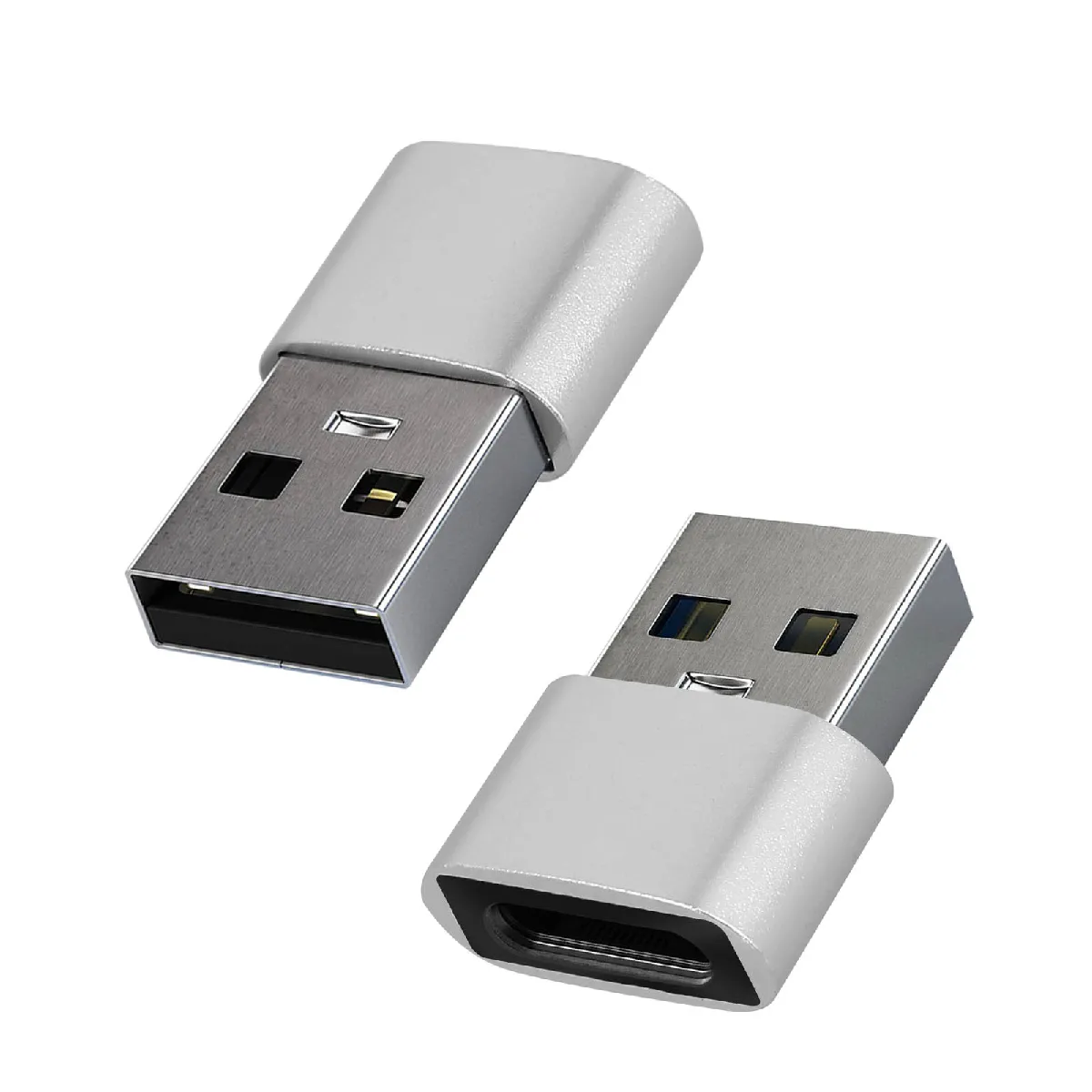 Avizar - Adaptateur USB vers USB-C - Charge et Synchronisation - Argent - Image 2