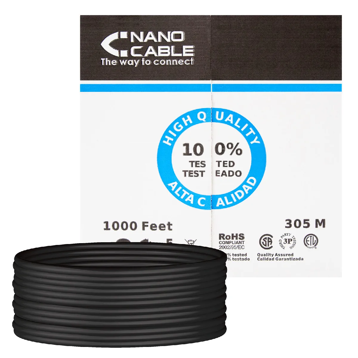 Nanocable Noir Câble Réseau Cat6 - 305 M