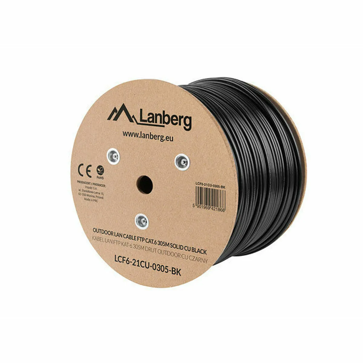 Lanberg Noir Câble Réseau Catégorie 6 - 305 M