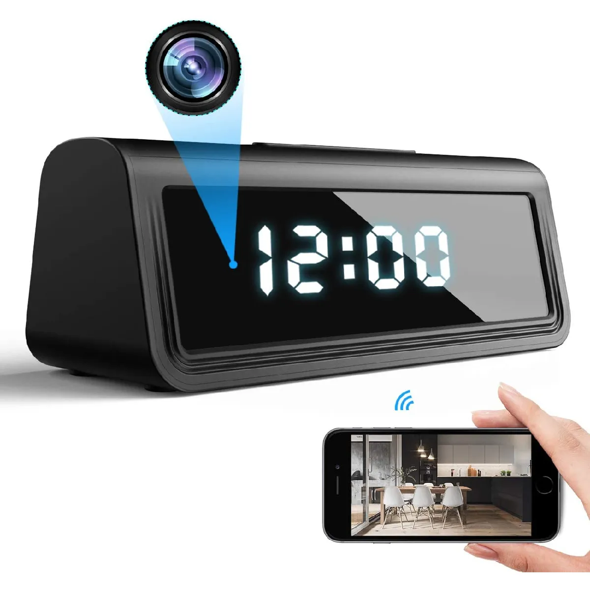 Yonis Réveil Caméra Espion 4K Wi-Fi
