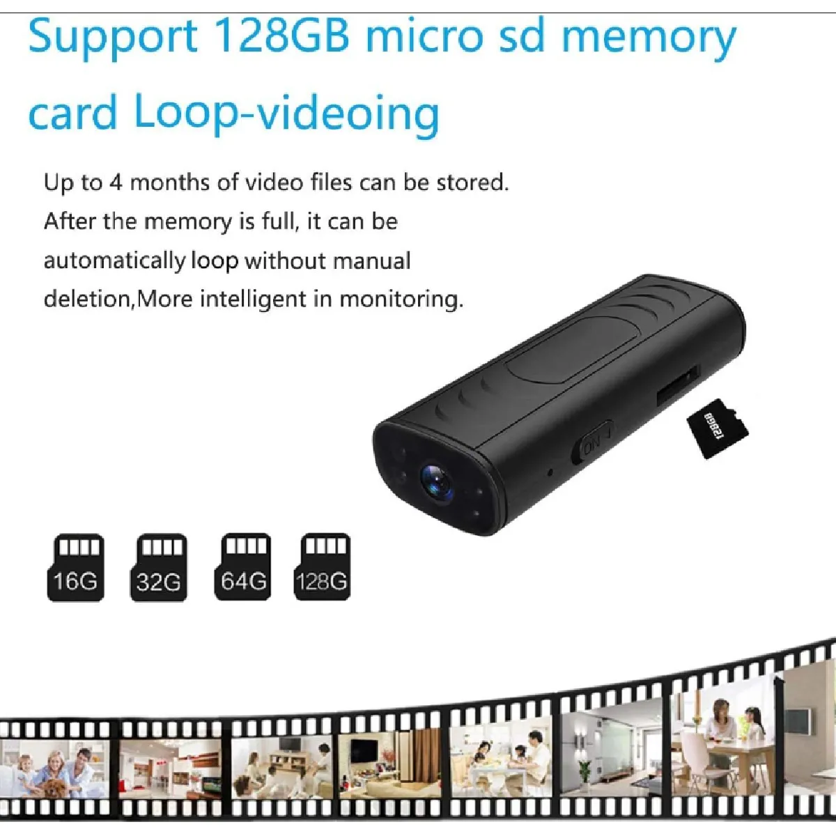 Mini Caméra Espion Sans Fil Avec Microphone Intégré, 4K HD 1080P, Vision Nocturne, Détection De