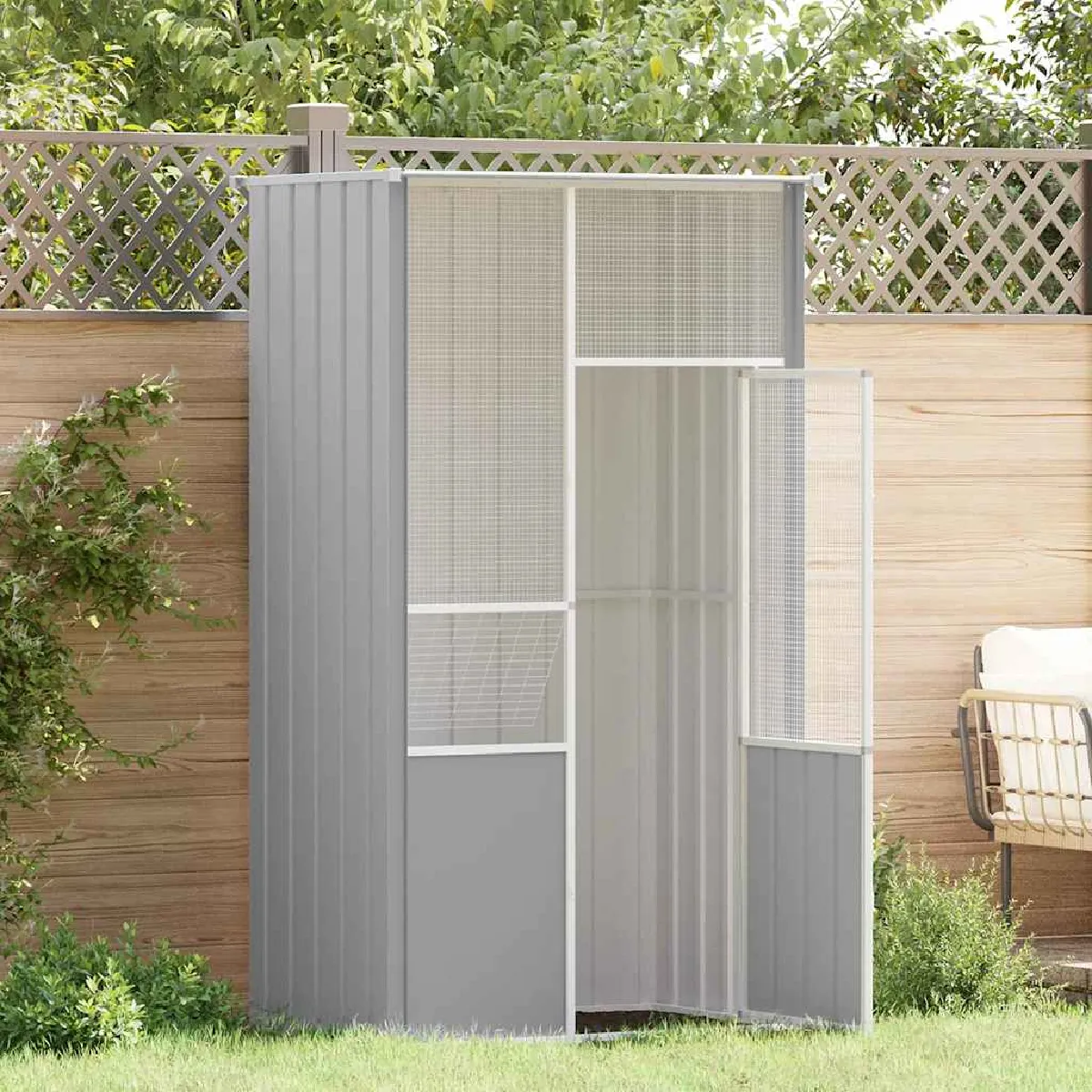 vidaXL Cage Gris 115x78x200 cm