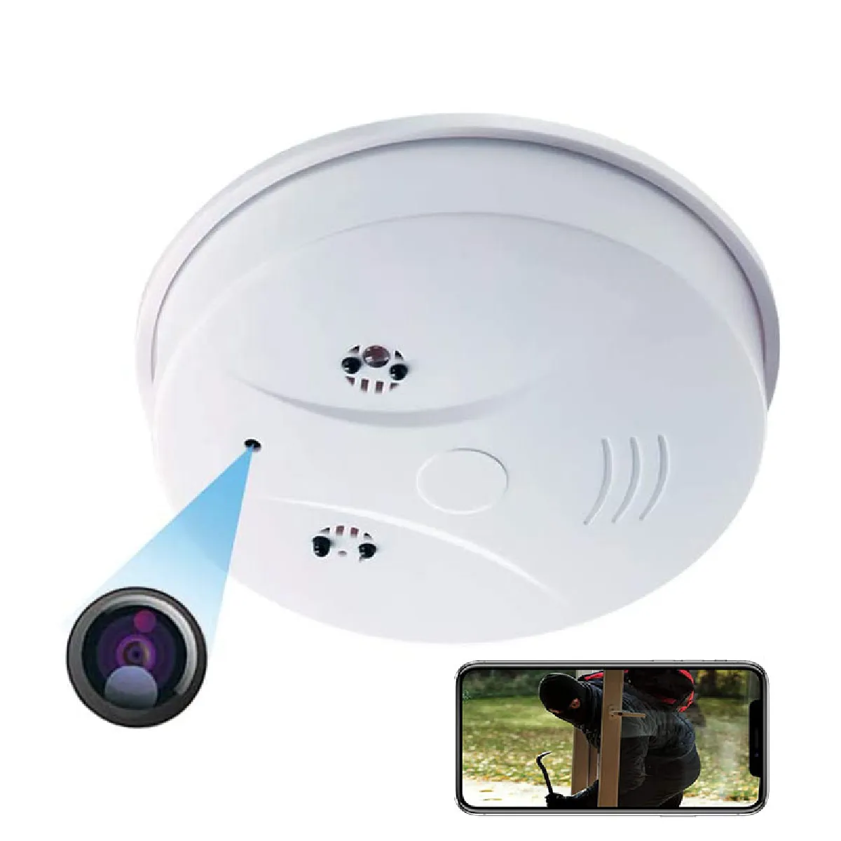 Yonis Détecteur De Fumée Caméra Espion Hd 1080P Mouvement Vidéosurveillance Ir Wifi + Sd 32 Go