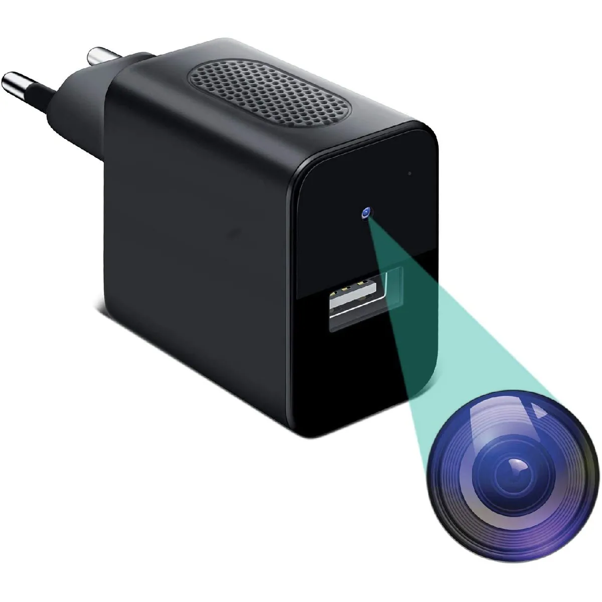 Chargeur Secteur 2 USB camera espion 1080P détecteur de mouvement