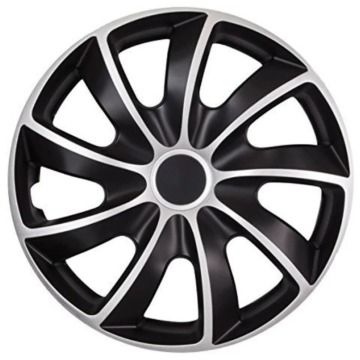 Meilleurs prix pour Enjoliveurs de Roues NRM 13" argent-noir 4 pièces QUAD BICOLOR CS