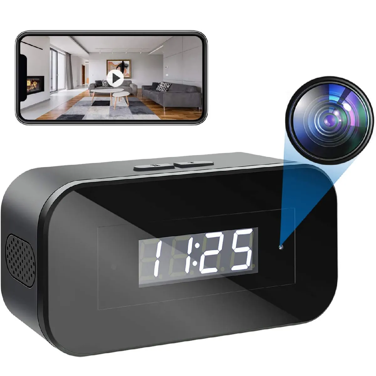 Yonis Réveil Caméra Espion Full Hd
