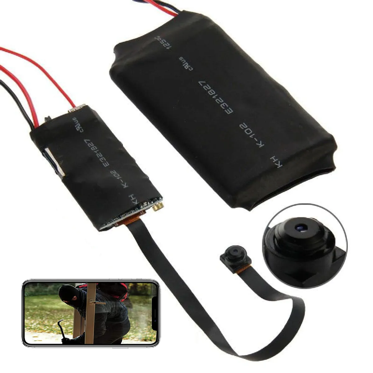 Yonis Module Caméra Miniature Wifi Prise De Vidéo À Distance Sans Fil + Micro Sd 4 Go