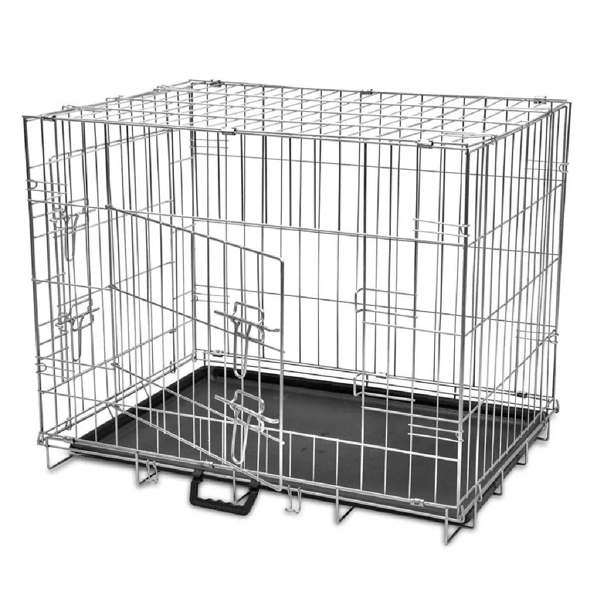 Helloshop26 Cage de transport pour chien en acier galvanisé - 95 x 56 x 64 cm - Gris