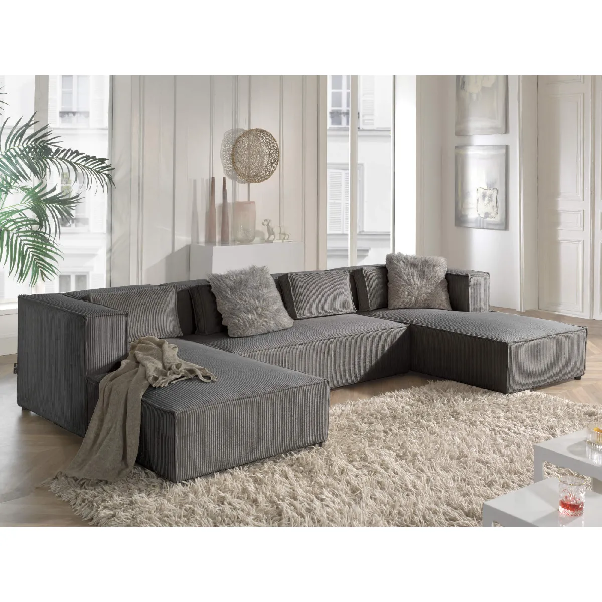 Lisa design canapé panoramique Stella - Gris foncé