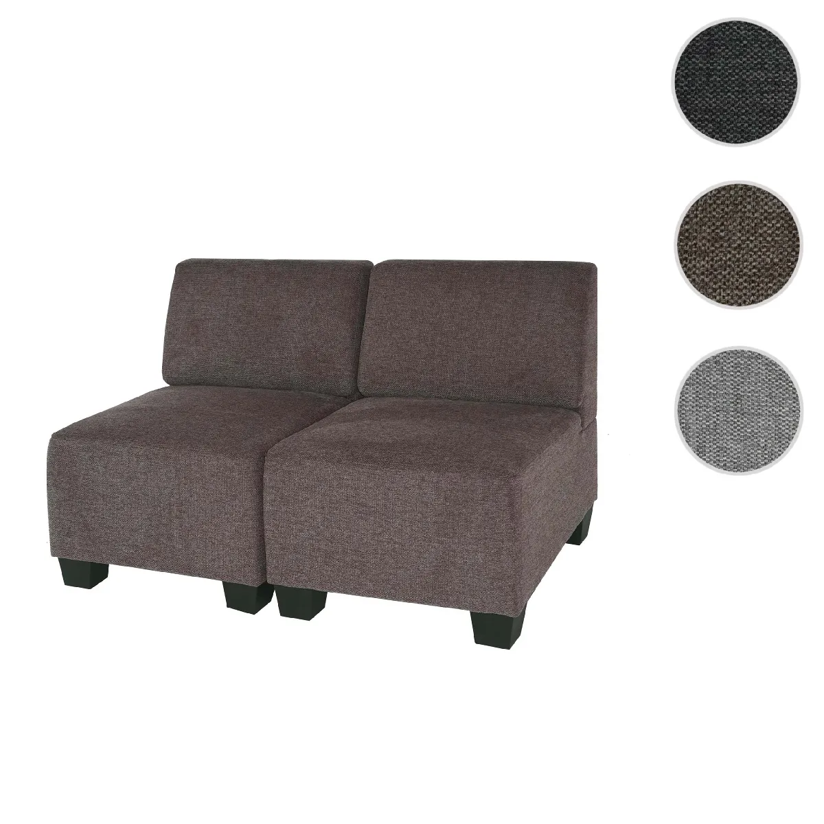 Mendler Canapé droit 2 places tissu - Marron Mendler Canapé droit 2 places tissu - Marron