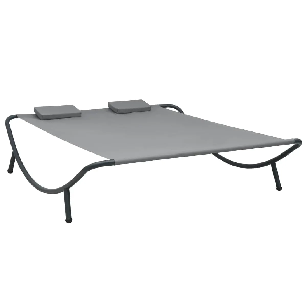 vidaXL - Chaise longue de jardin - Acier - Gris - 200 cm - Image 2