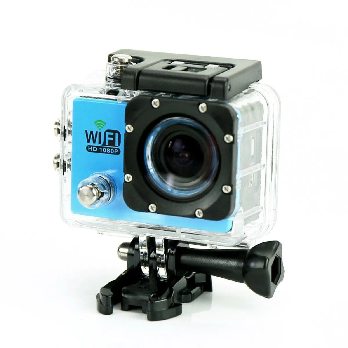 Yonis Bleue Camera Embarquée Sports Wi-Fi Lcd Caisson Étanche Waterproof Full Hd 64Go