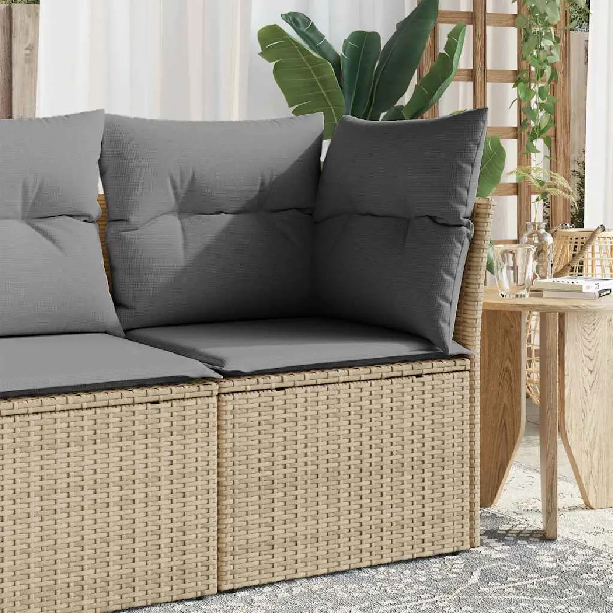 vidaXL Chaise de jardin sans accoudoirs avec coussins