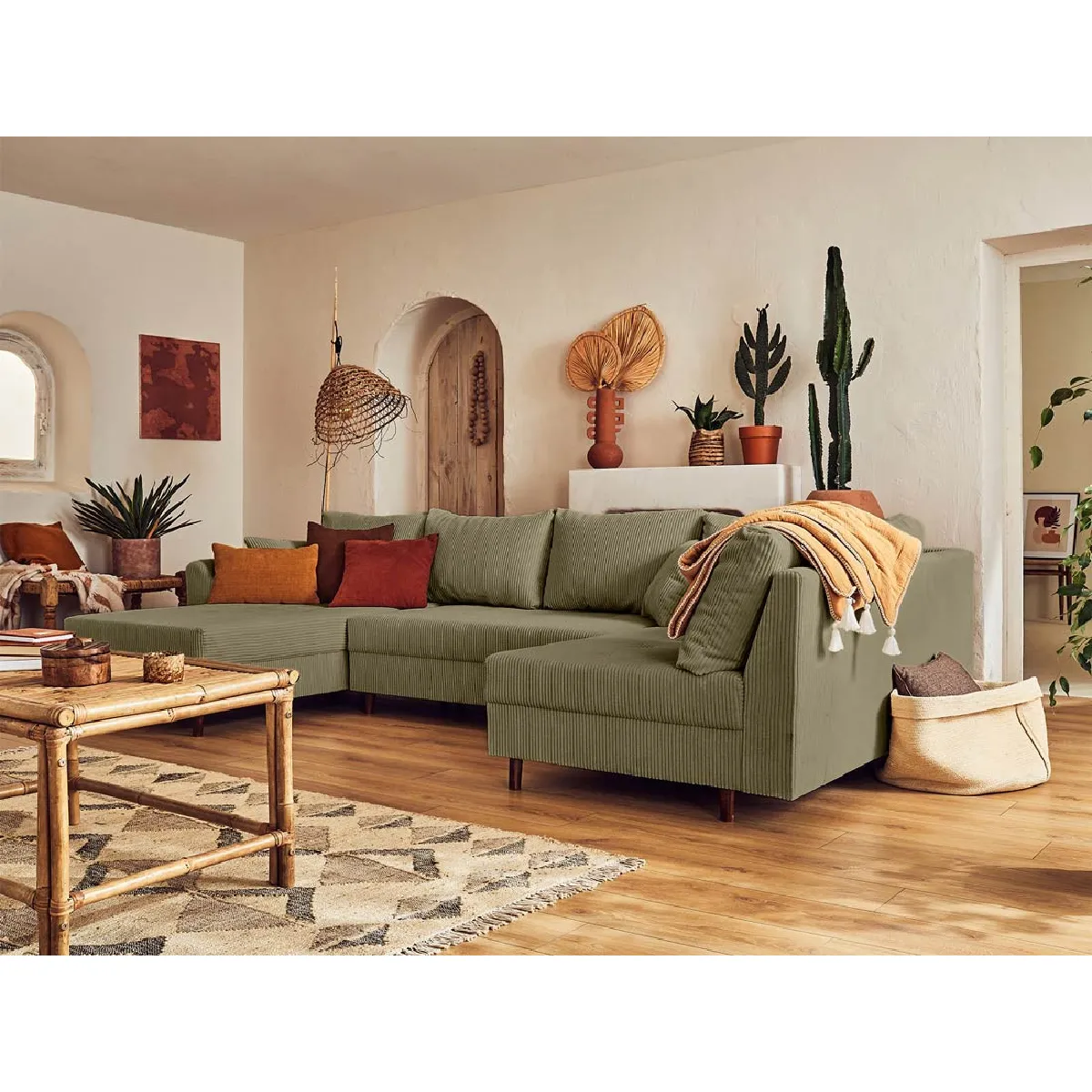 Lisa design canapé panoramique Rune - Vert Lisa design canapé panoramique Rune - Vert