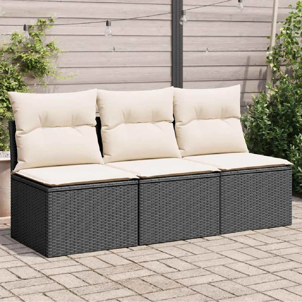 vidaXL Canapé de jardin 3 places résine tressée