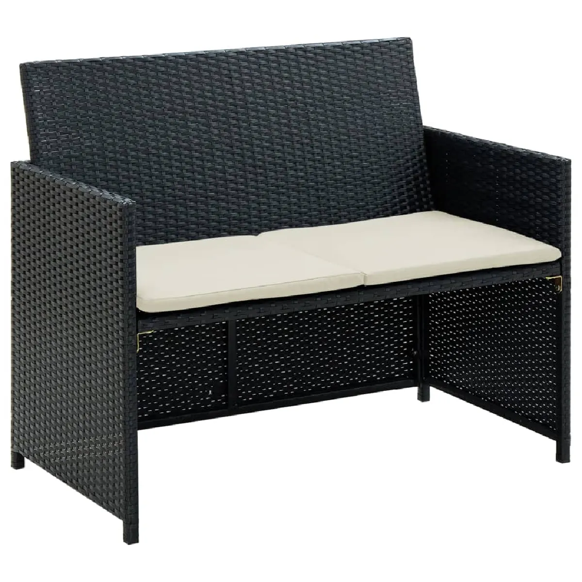 vidaXL Canapé de jardin 2 places Noir Résine tressée