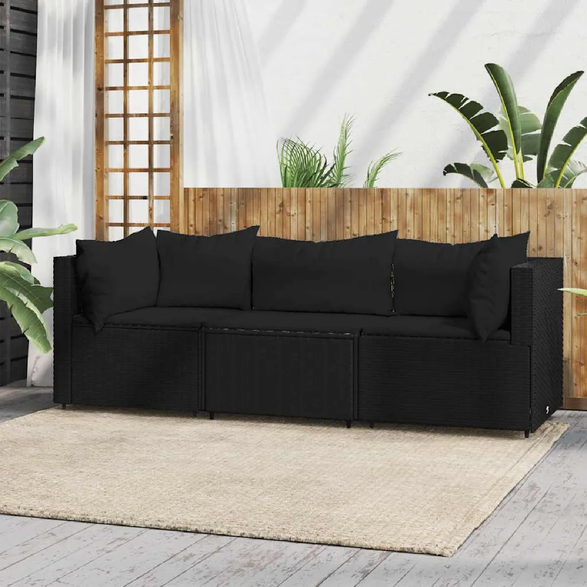 VidaXL Salon de jardin 3 pcs Résine tressée - vue 2