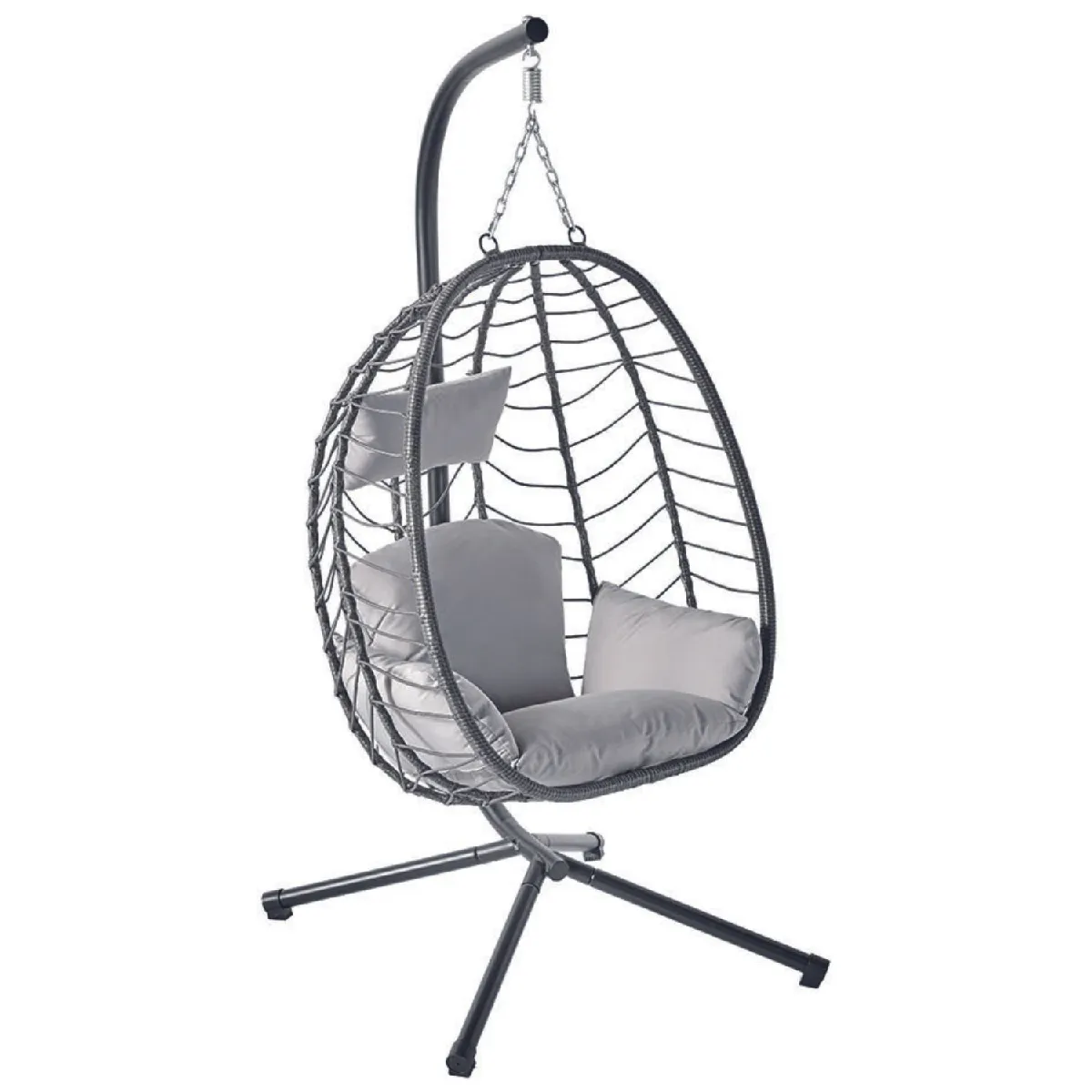 Fauteuil suspendu en résine effet rotin gris LIMA